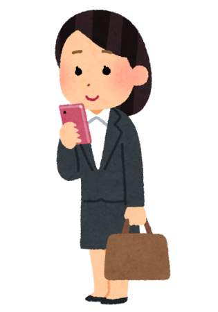 smartphone_businesswoman_stand_smile